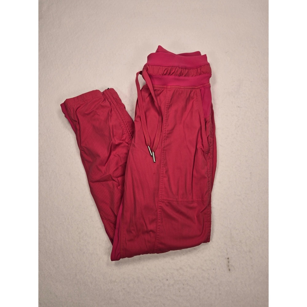 Lululemon Dance Studio Jogger Pink Pinstripe Drawstring Crop Pants Womens Size 0